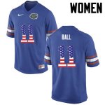 Women's Florida Gators #11 Neiron Ball NCAA Nike Blue USA Flag Fashion Authentic Stitched College Football Jersey SBL5262VP